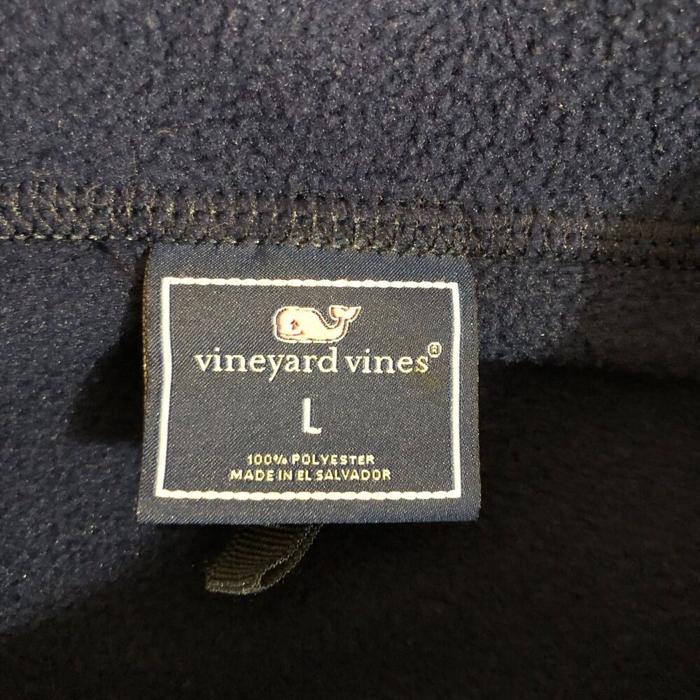 Vineyard Vines Vest Men Large Blue Jacket Fleece Preppy Full Zip Logo High Neck - Picture 3 of 7